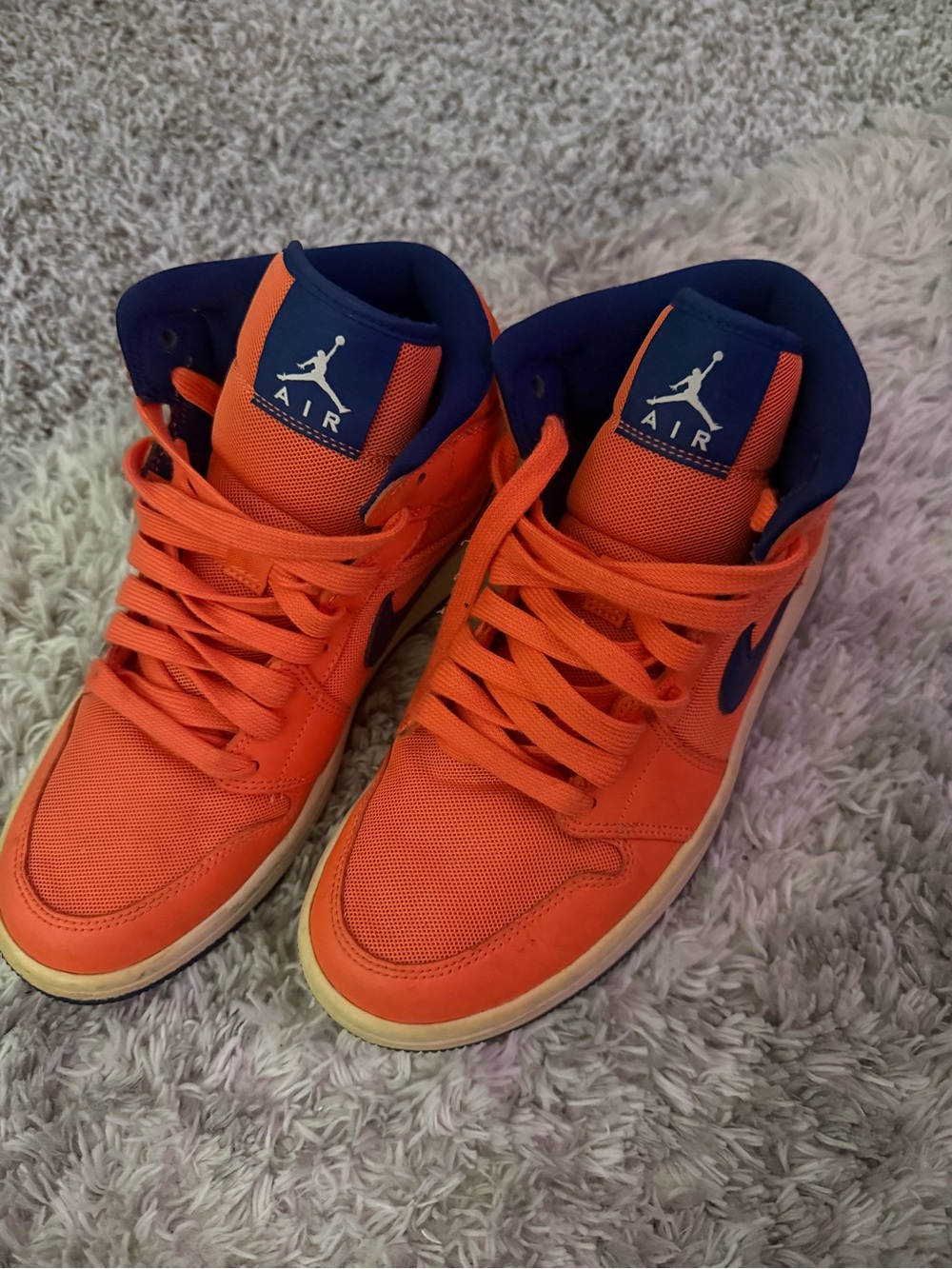 Jordan Mid-Top Sneakers in Orange & Navy Blue - Picture 2 of 3